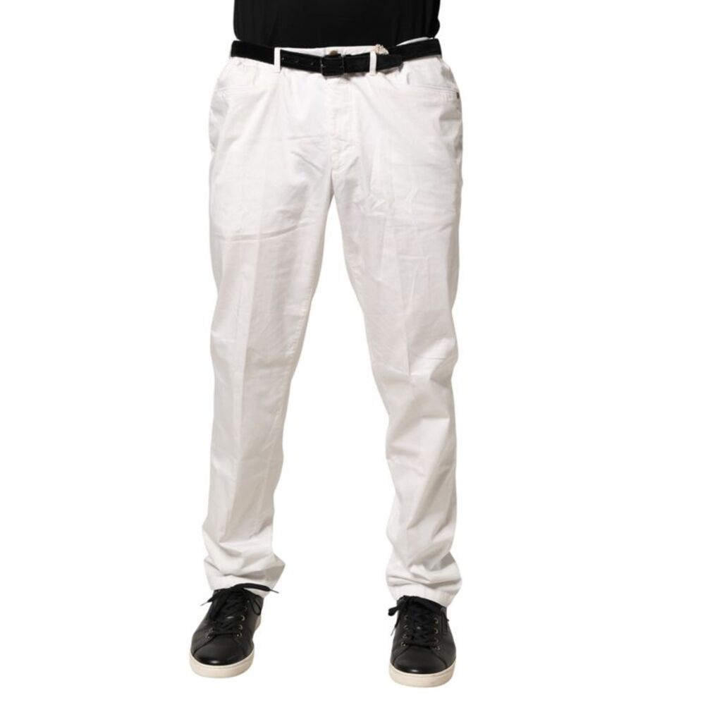 Domenico Tagliente White Tapered Dress Formal Trouser Men's Pants